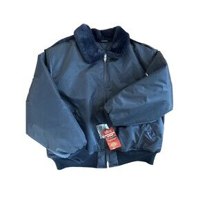Vintage Dickies Jacket XL Navy Flight Bomber Faux Fur Collar Quilted Coat NEW